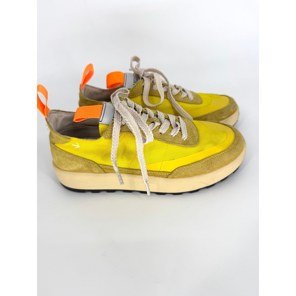 Maden Ultralight Mens Sneakers Yellow Suede Mesh Low Top Trainers Orange Accents